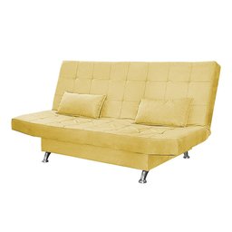 Sofá Cama Retrátil Reclinável 2 Lugares Gabriela Com 2 Almofadas Suede Amarelo - Ninho Decor - 2