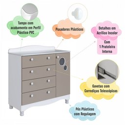 Cômoda Infantil Encanto 4 Gavetas e 1 Porta Cinnamon/branco - Completa Móveis - 5