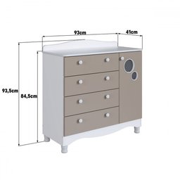 Cômoda Infantil Encanto 4 Gavetas e 1 Porta Cinnamon/branco - Completa Móveis - 4
