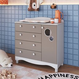 Cômoda Infantil Encanto 4 Gavetas e 1 Porta Cinnamon/branco - Completa Móveis - 1