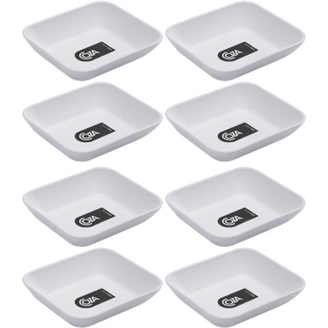 6 Pratos Brancos de Petiscos Essential Coza 10x9cm Sushi Molho Guarnição Plástico Restaurante