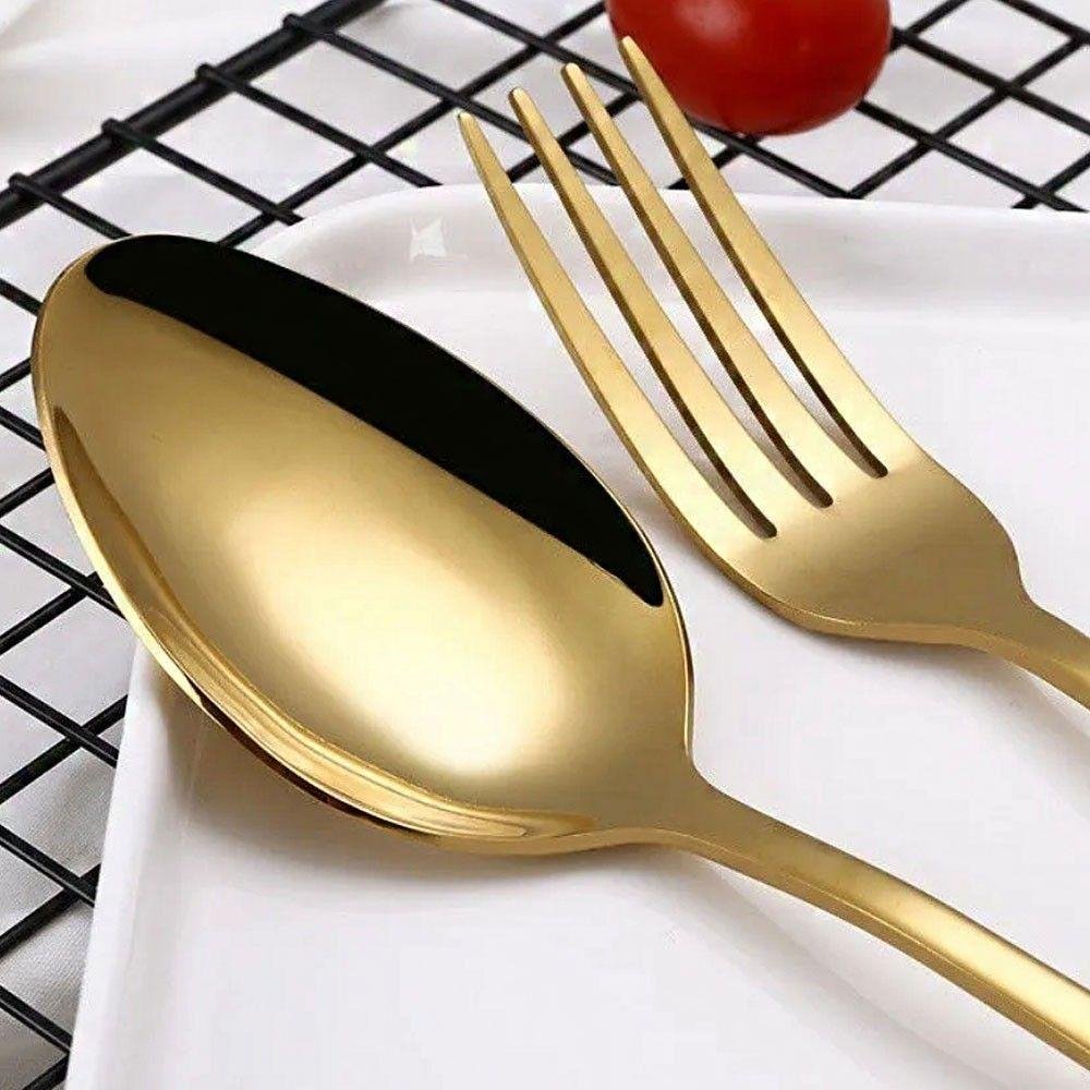 Jogo de Talheres 4 Peças Conjunto Luxo Dourado - 3