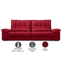 Ver imagem 4 de Sofá Bergamo 2,30m Assento Retrátil e Reclinável Velosuede Vermelho - Netsofás