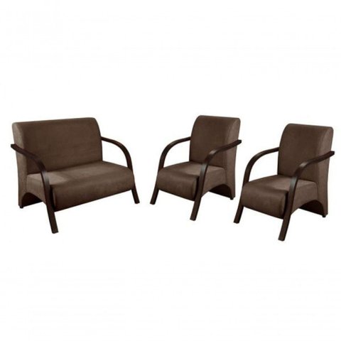 Conjunto Poltronas Vênus Braço Madeira D Salla Marrom