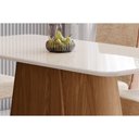 Ver imagem 3 de Mesa de Sala Jantar Olivia Sc120 C/ Tampo Madeirado C/ Vidro Curvo 180x90cm Nature/off White - Henn