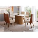 Ver imagem 5 de Mesa de Sala Jantar Olivia Sc120 C/ Tampo Madeirado C/ Vidro Curvo 180x90cm Nature/off White - Henn