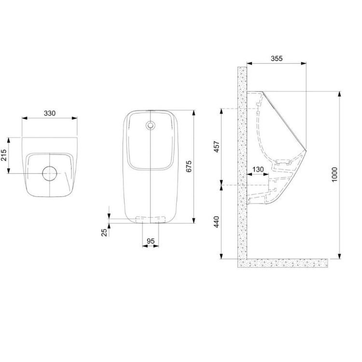 Kit com 3 Mictório Rimless com Entrada Superior Proton Square Roca - 2