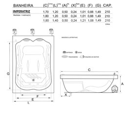 Banheira Dupla Imperatriz Combate com Hidro em Acrílico - 1.80x1.20x0.50 - 220v - 5