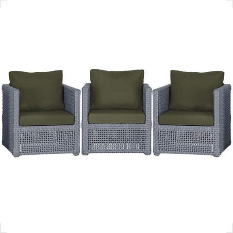 3 Poltronas Madri Alumínio Corda Náutica Estofado 13 Trama Original