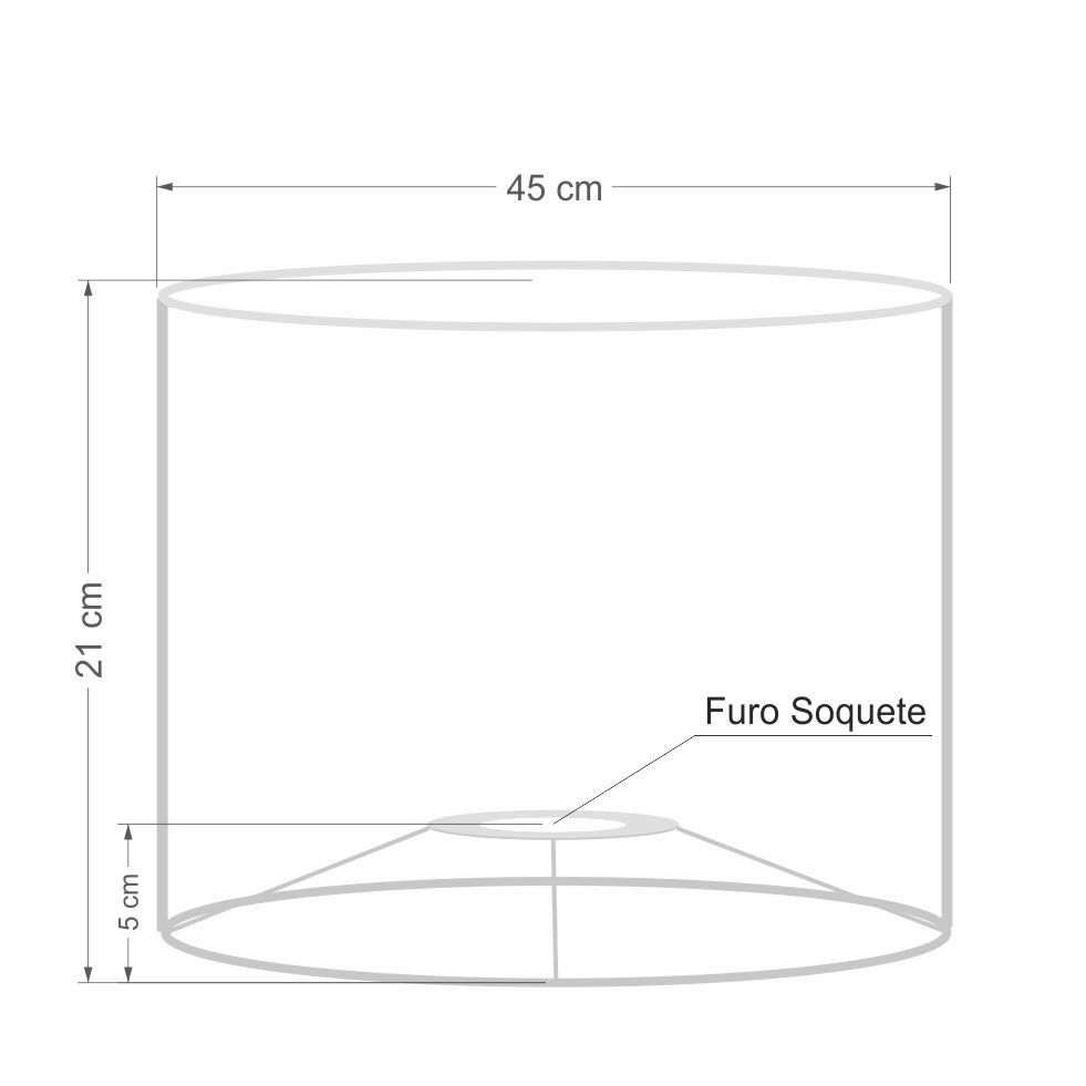 Cúpula Abajur e Luminária em Tecido Cilíndrica Vivare Cp-8020 Ø45x21cm - Bocal Europeu - Rustico Beg - 3