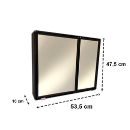 Armário Espelho Para Banheiro Alumínio 2 Portas Grande Sobrepor Preto ou Cromado Steel Design Armári - 3