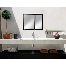 Armário Espelho Para Banheiro Alumínio 2 Portas Grande Sobrepor Preto ou Cromado Steel Design Armári - 2