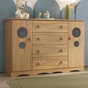 Ver imagem 1 de Cômoda Infantil 125cm 2 Portas com Vidro e 4 Gavetas Sonho Multimóveis Mp4475 Madeirado
