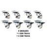 Kit Rodízio 4 S/ Trava + 4 C/ Trava Rodinha Giratório Gel Móveis 50mm AJB Rodizio com Rolamento Gira - 1