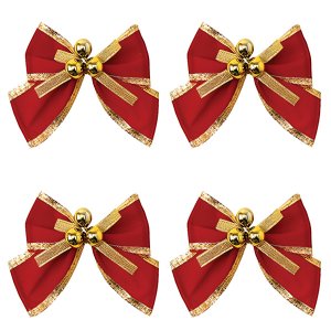 Kit 12 Laços de Bolinhas Pingentes Dourado Brilhante 10cm