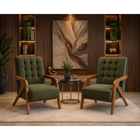 Kit Poltronas Veludo Verde Musco