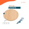 Kit Tábua de Bambu Giratória e Cortador de Pizza Azul 2 Pçs - 2
