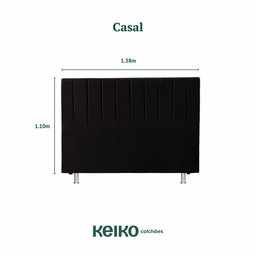 Cabeceira Cama de Casal 138x110 Suede Preto Keiko Colchões - 5
