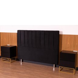 Cabeceira Cama de Casal 138x110 Suede Preto Keiko Colchões - 3