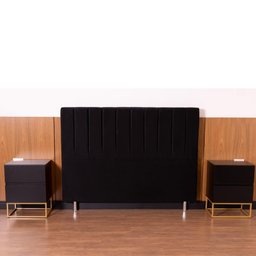 Cabeceira Cama de Casal 138x110 Suede Preto Keiko Colchões - 2