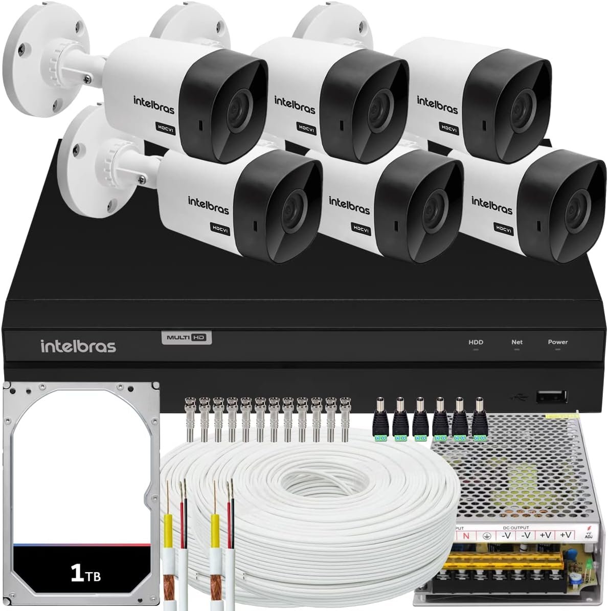 Kit Intelbras 6 Câmeras 1120b 200m Cabo Dvr 8 Canais 1tb 10a