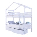 Ver imagem 1 de Beliche Solteiro Casinha com Gavetas Madeira Maciça Branco Megamobilia