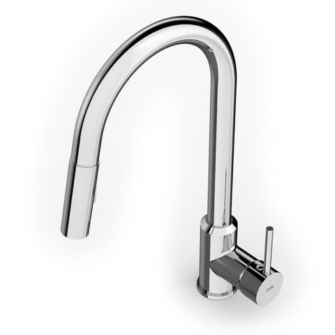 Kit com 3 Monocomando para Cozinha de Mesa Bica Extraível U" com 2 Funções Prática Celite Prata/Cromado