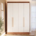 Ver imagem 1 de Guarda-Roupa Solteiro 4 Portas 159cm 100% MDF Lumiar Espresso Móveis Bege/Cinamomo/Grafiatto