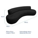 Ver imagem 3 de Sofá Orgânico 03 Lugares Sala Estar Celeste 160cm Bouclé Preto