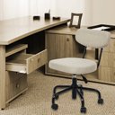 Ver imagem 3 de Cadeira para Escritório Decorativa Linho Giratória Fit Bege