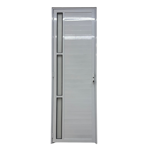 Porta de Aluminio Lambril Branco com Maçaneta e Vidro Linha 25 - 210x100 Esquerda