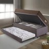 Bicama Box Baú Viúva com Suede Cinza 120x203 com Colchão Relax Adorabile Molas Ensacadas Ecoflex - 3