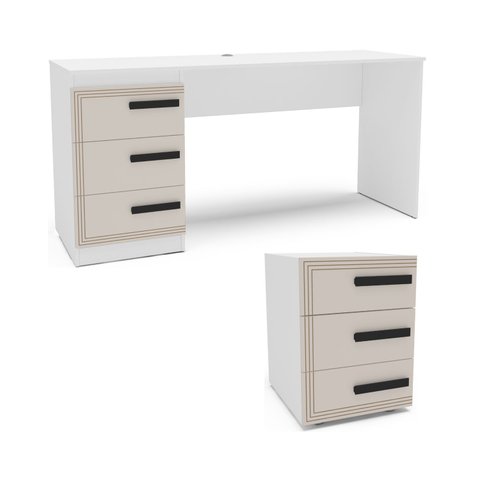 Conjunto de Escritório Escrivaninha 163cm e Mesa Auxiliar 40cm Valência Politorno Móveis