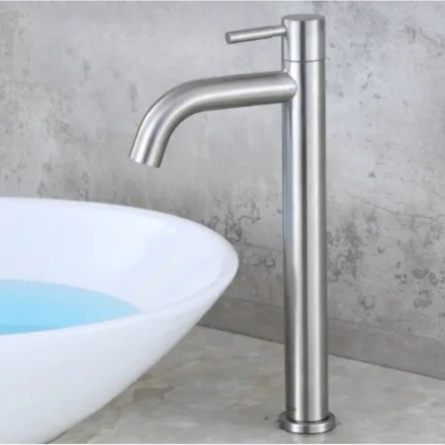 Torneira Alta Bica Clean Lavabo/ Banheiro Aço Inox 304 Brilhante - 1