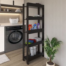 Armário para Lavanderia Aberto com 3 Prateleiras - Preto - 14