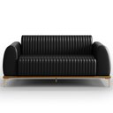 Ver imagem 6 de Kit Sofá 3 Lugares 180cm com 2 Poltronas Molino Pés D'ouro D02 Couríssimo Preto B-159 - Lyam