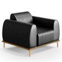 Ver imagem 2 de Kit Sofá 3 Lugares 180cm com 2 Poltronas Molino Pés D'ouro D02 Couríssimo Preto B-159 - Lyam
