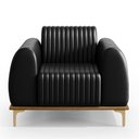 Ver imagem 7 de Kit Sofá 3 Lugares 180cm com 2 Poltronas Molino Pés D'ouro D02 Couríssimo Preto B-159 - Lyam