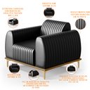 Ver imagem 3 de Kit Sofá 3 Lugares 180cm com 2 Poltronas Molino Pés D'ouro D02 Couríssimo Preto B-159 - Lyam