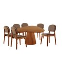 Ver imagem 1 de Conjunto Sala de Jantar Mesa Gênova 1.30cm Tampo Orgânico Laminado com 6 Cadeiras Évora - Móveis Min