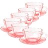 Jogo de Xícaras de Vidro para Chá Peach Rosa 240 Ml - 12 Peças - 1
