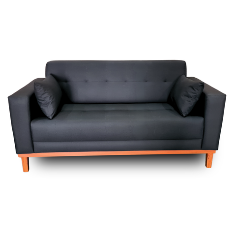 Sofá Gianni | Base de Madeira & Tecido Acquablock Impermeável | 2 Lugares | Medida 140cm | Preto 319