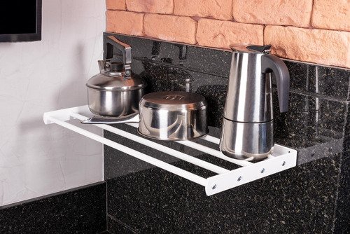 Prateleira De Cozinha 80cm Em Alumínio Elegance:Branco - 4