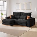 Ver imagem 2 de Sofa Retratil e Reclinavel Montreal 250cm 3 Lugares Kc Rei de Casa Veludo Preto