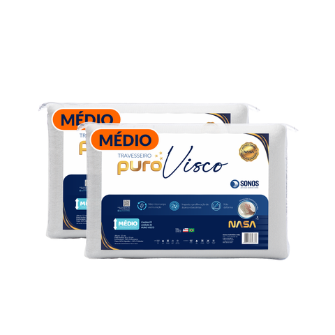 Kit Travesseiros Puro Visco Médio 12 Cm Sonos 2 Unidades