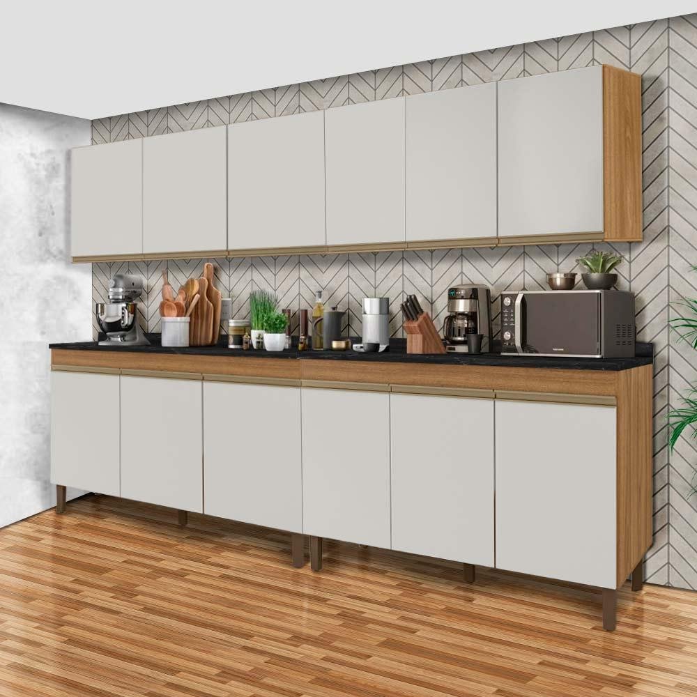 Armário De Cozinha Modulado 4 Peças Nature Off White Karen Peternella ...