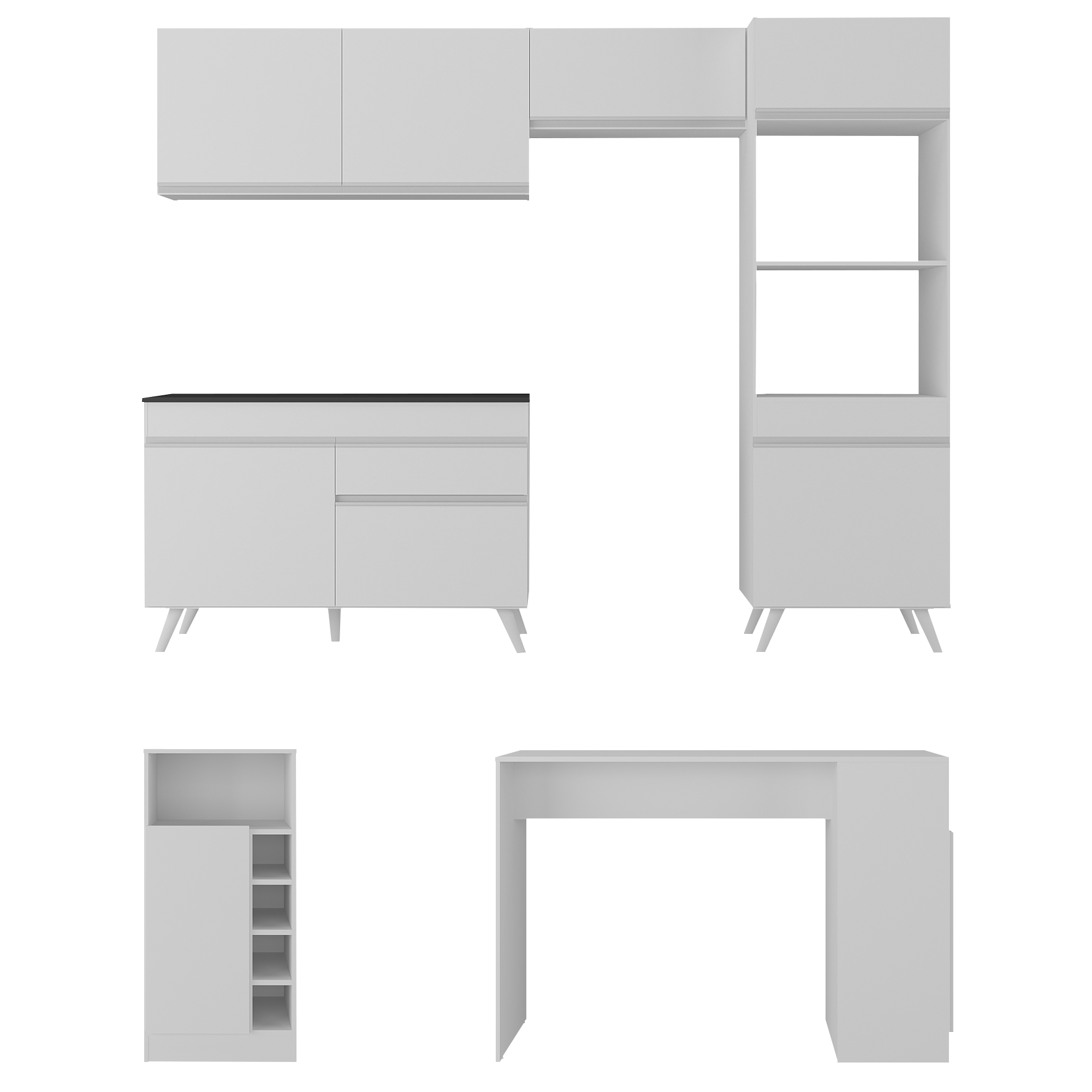 Armário de Cozinha com Bancada/mesa Gourmet Veneza Multimóveis Mp2174 Branco - 5