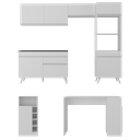 Ver imagem 5 de Armário de Cozinha com Bancada/mesa Gourmet Veneza Multimóveis Mp2174 Branco