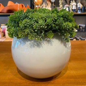 Arranjo Centro de Mesa Florzinha Verde Artificial Vaso Branco Completo Decore Fácil Shop