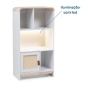 Ver imagem 6 de Estante Infantil Wave 1 Porta em Rattan, com LED e 4 Nichos Casatema MadeiraOriginals Branco/Marrom